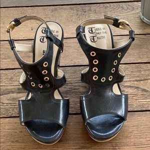 olsenHaus Vegan Grommet Accent Platform Wedges